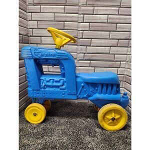 1978 Empire Blue and Yellow  Toy Ride on Blow Mold Tractor
